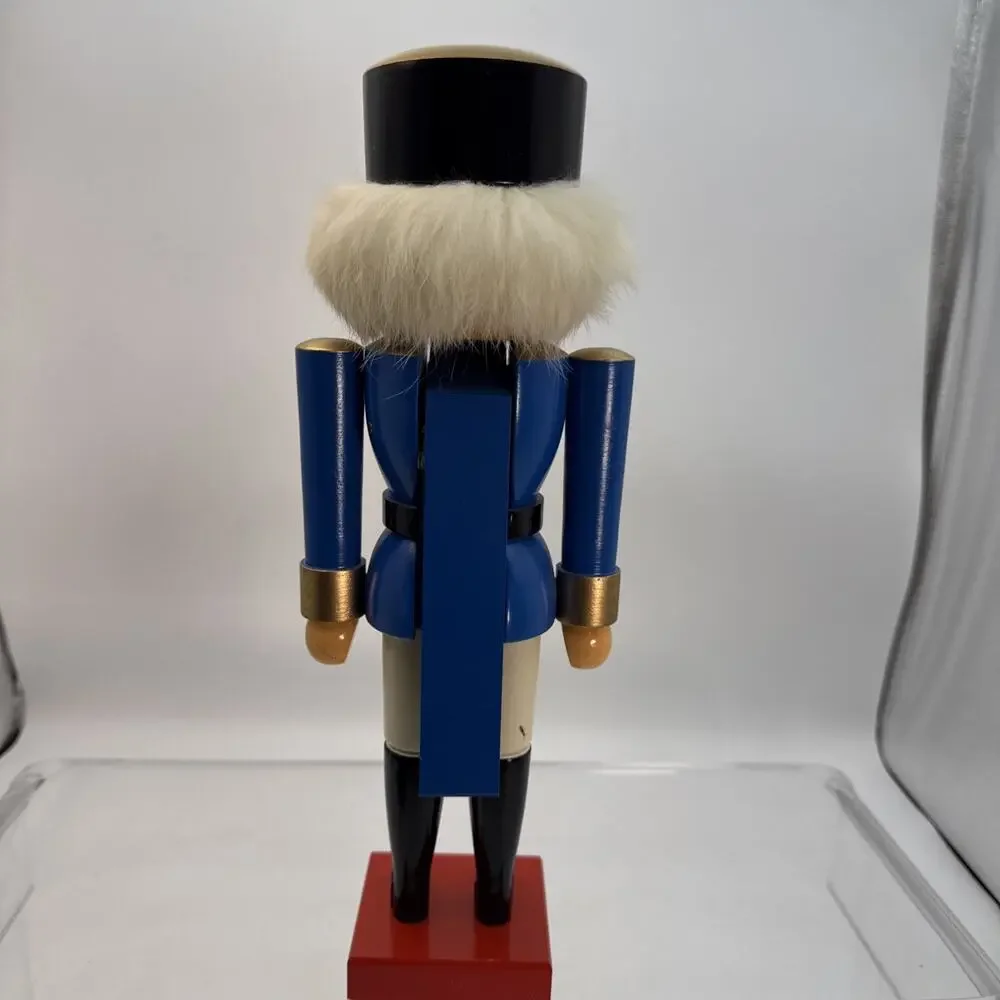 German Solider Nutcracker With Fur Hair Made In Germany Democratic Republic 14”